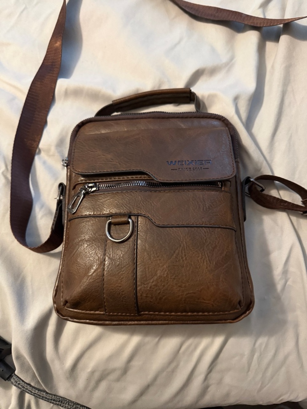 Brown Leather Crossbody Bag for Men
